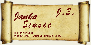 Janko Šimšić vizit kartica